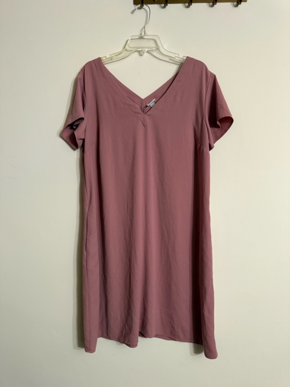 A New Day Women Basic Shift Blush Pink Short Sleeve V-Neck Pockets Dress XXL